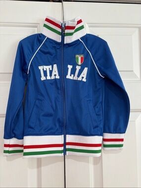 Vintage ITALIA  Kids Blue Futbol Track Jacket Size Small EUC
